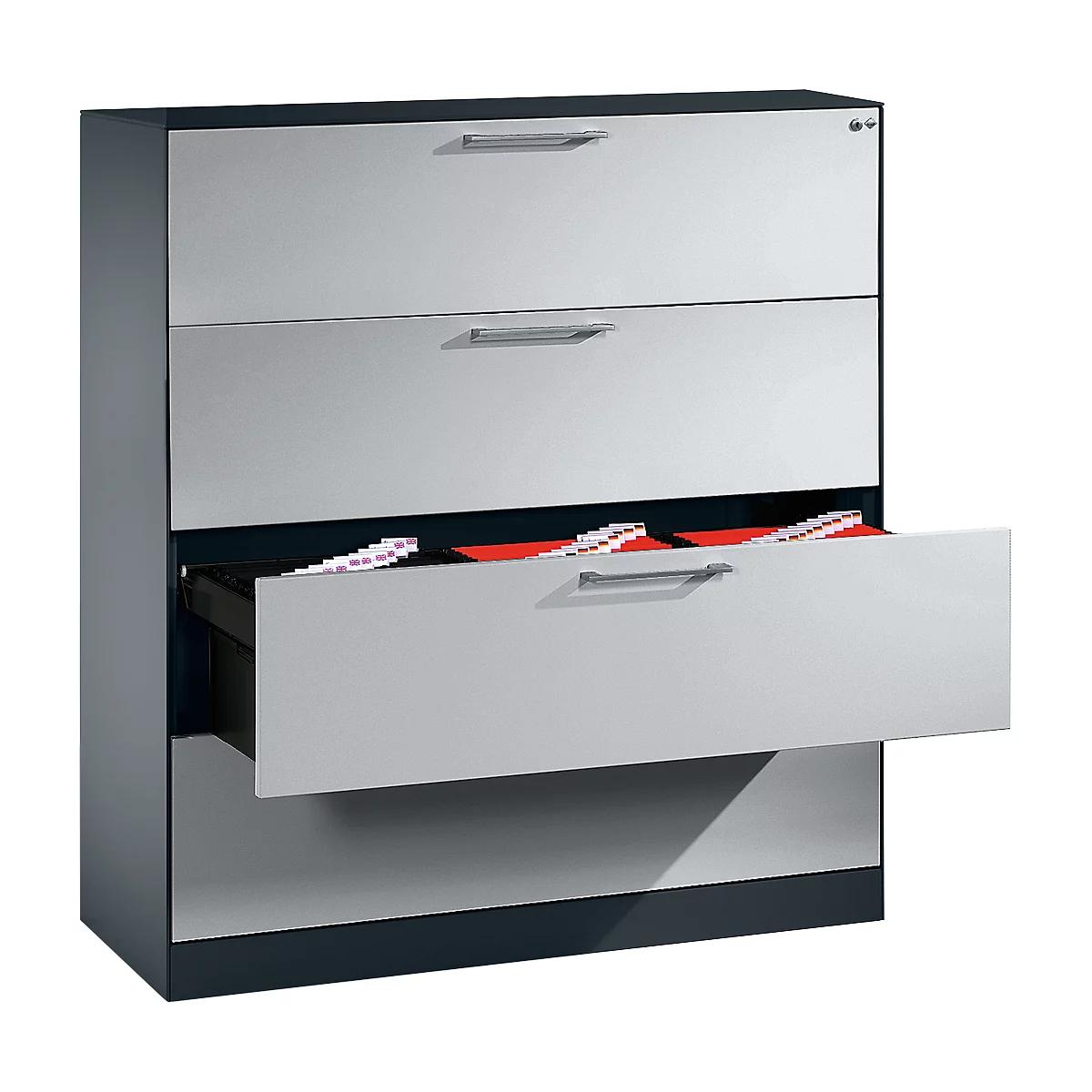 Armoire à dossiers suspendus ASISTO C 3000, 4 tiroirs, 3 rangées, l. 1200 mm, anthracite/argent alu