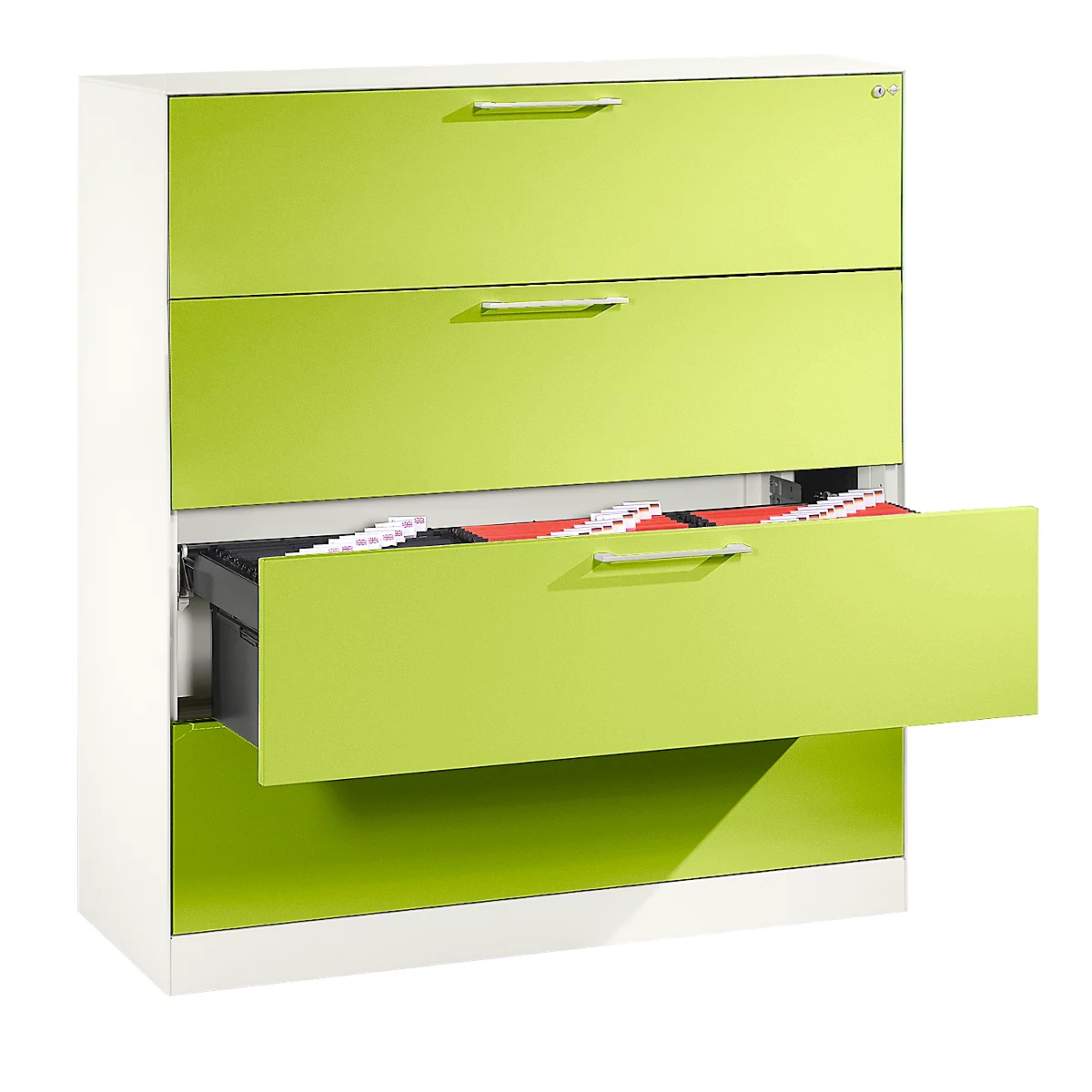 Armoire à dossiers suspendus ASISTO C 3000, 4 tiroirs, 3 rangées, l. 1200 mm, blanc/blanc