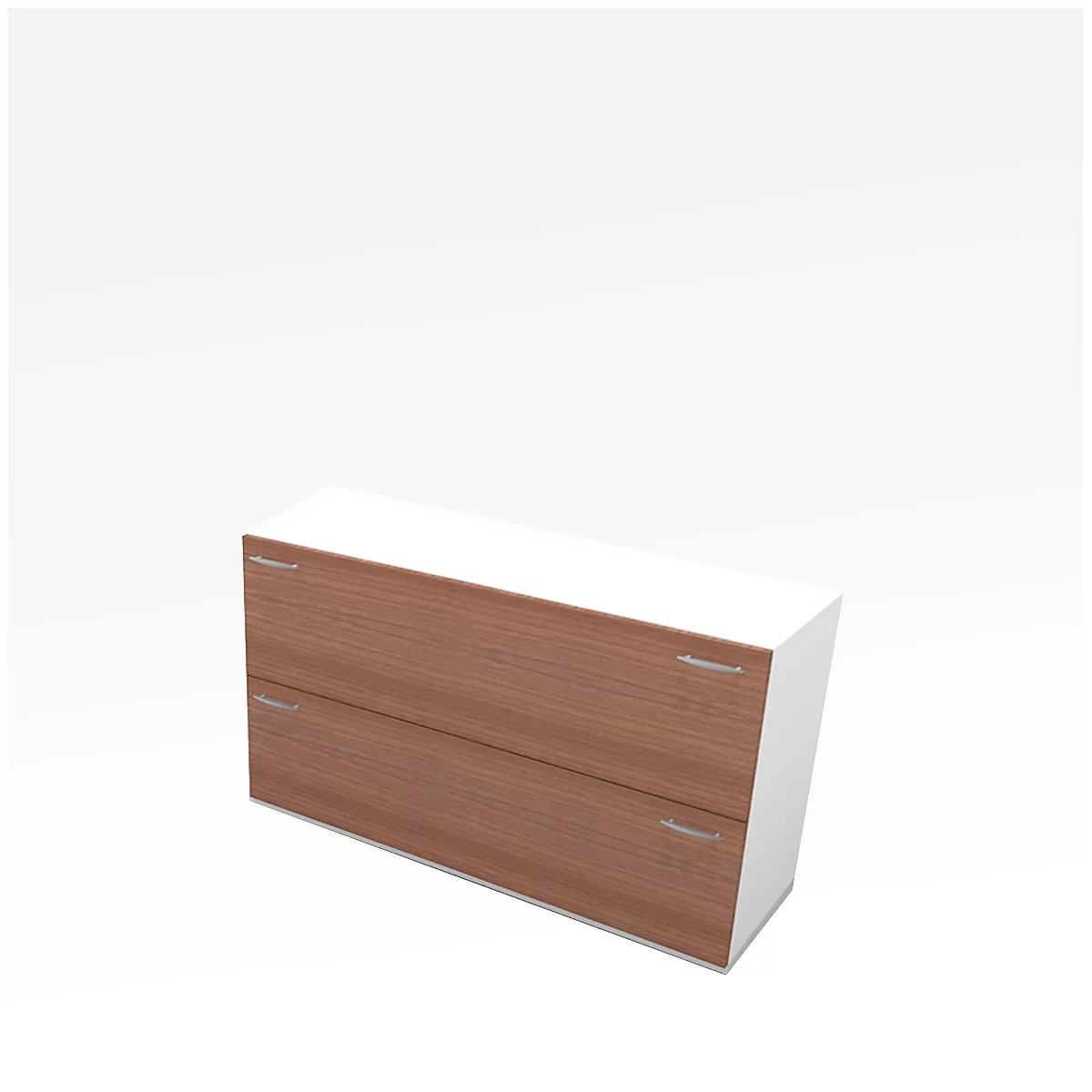 Armoire à dossiers suspendus X-TIME-WORK, 2 tiroirs, 860 x 430 x 860 mm, coloris noix Canaletto/blanc