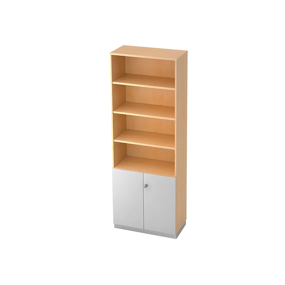 Armoire à étagères 6 HC, 2 HC en construction fermée, l. 800 x P 420 mm, coloris érable/argent