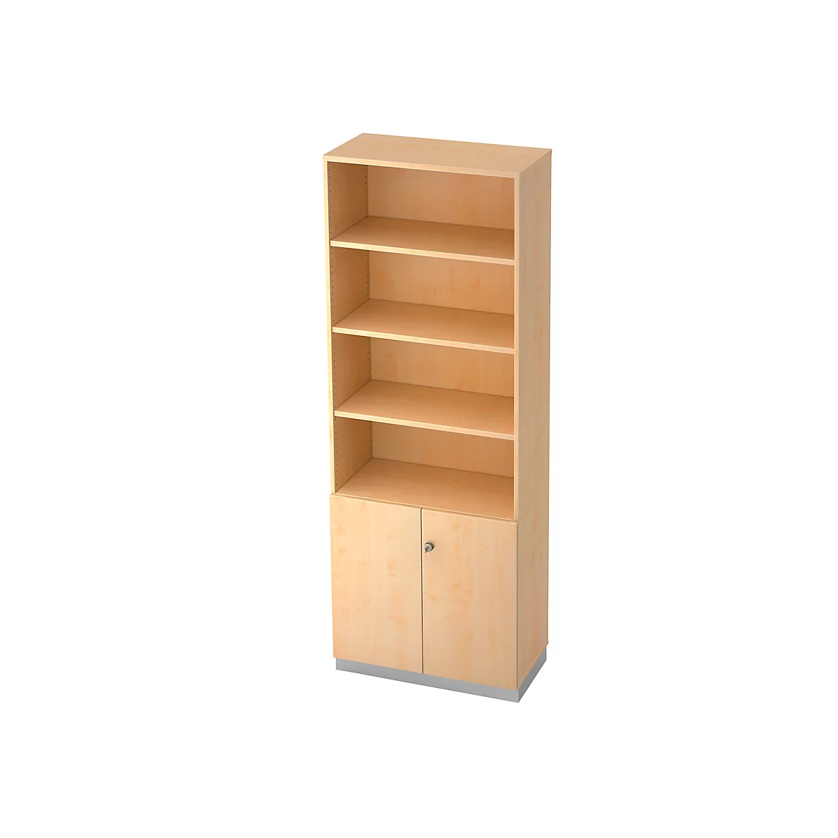 Armoire à étagères 6 HC, 2 HC en construction fermée, l. 800 x P 420 mm, coloris érable