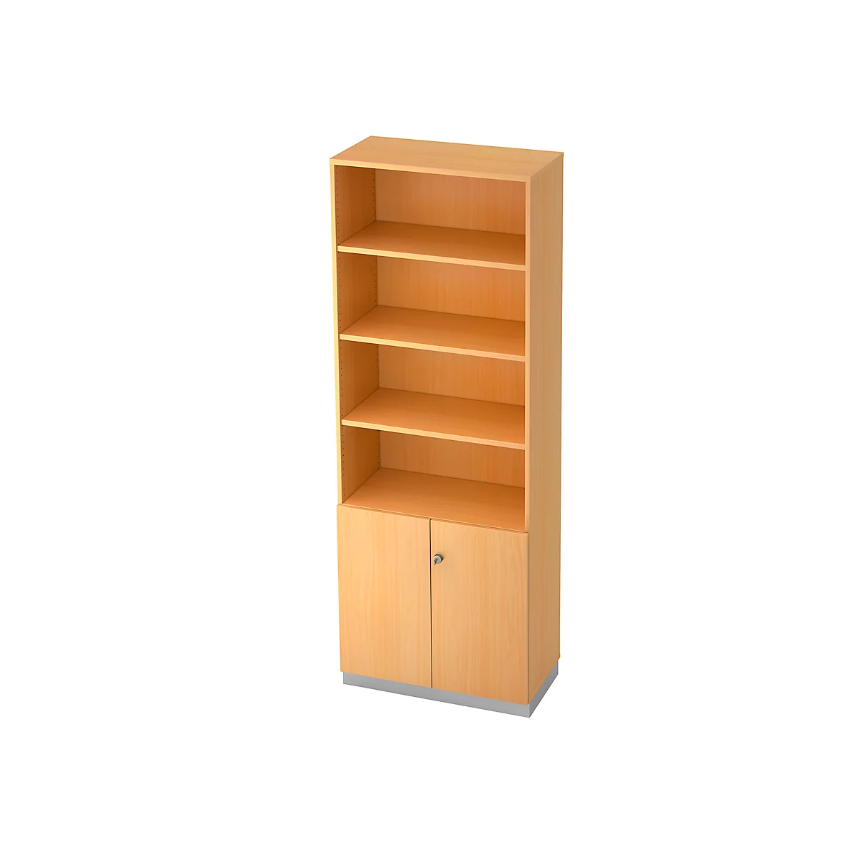 Armoire à étagères 6 HC, 2 HC en construction fermée, l. 800 x P 420 mm, coloris hêtre