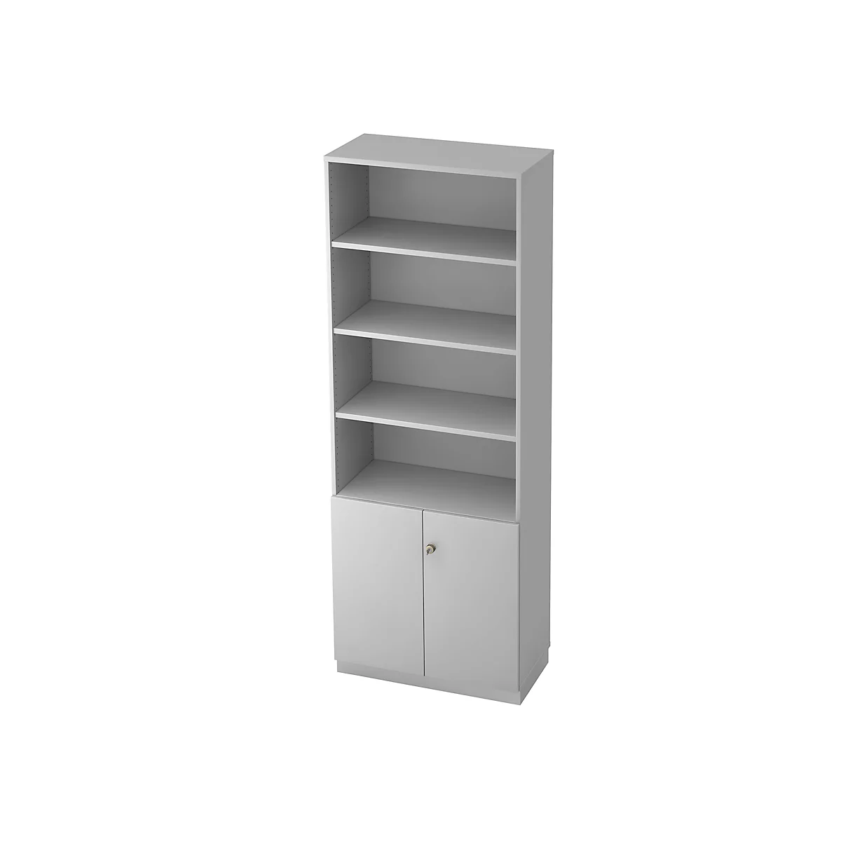 Armoire à étagères 6 HC, 2 HC en construction fermée, l. 800 x P 420 mm, gris clair