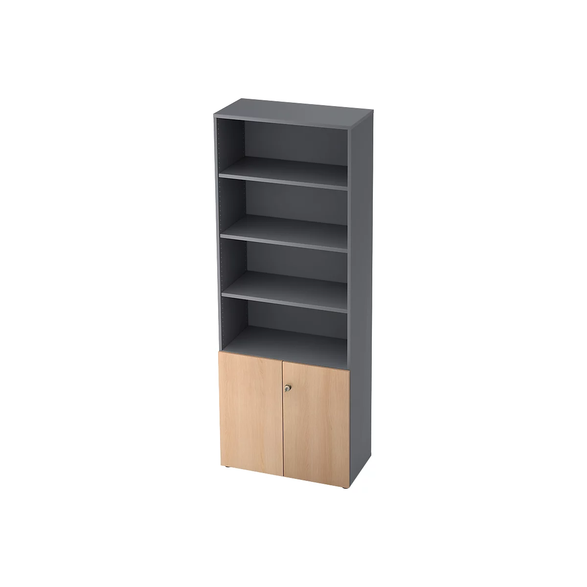 Armoire à étagères TOPAS LINE, 4 HC Étagère/2 HC Portes, graphite/chêne