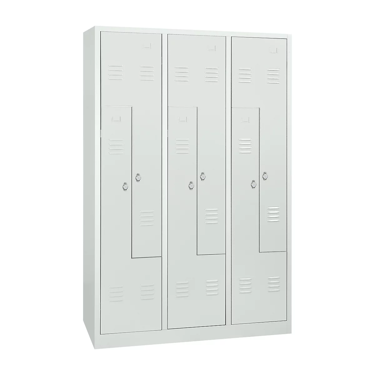Armoire à linge, 6 compartiments, avec socle, 6 compartiments, avec portes en Z, serrure à cylindre, gris clair