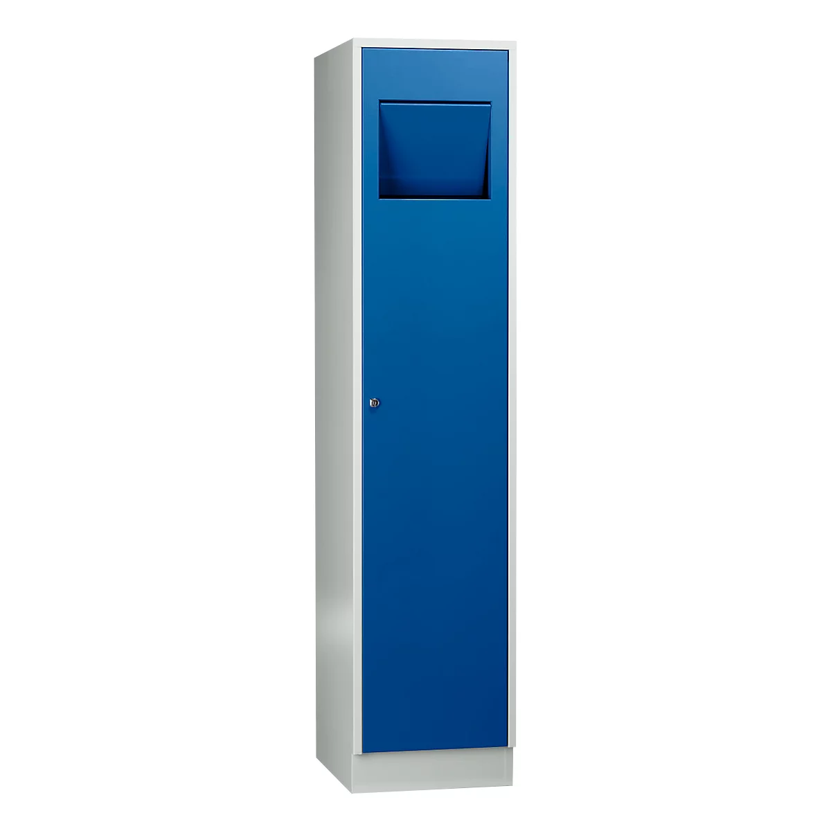 Armoire à linge, compartiment de 400 mm, clapet basculant, verrouillable, bleu gentiane