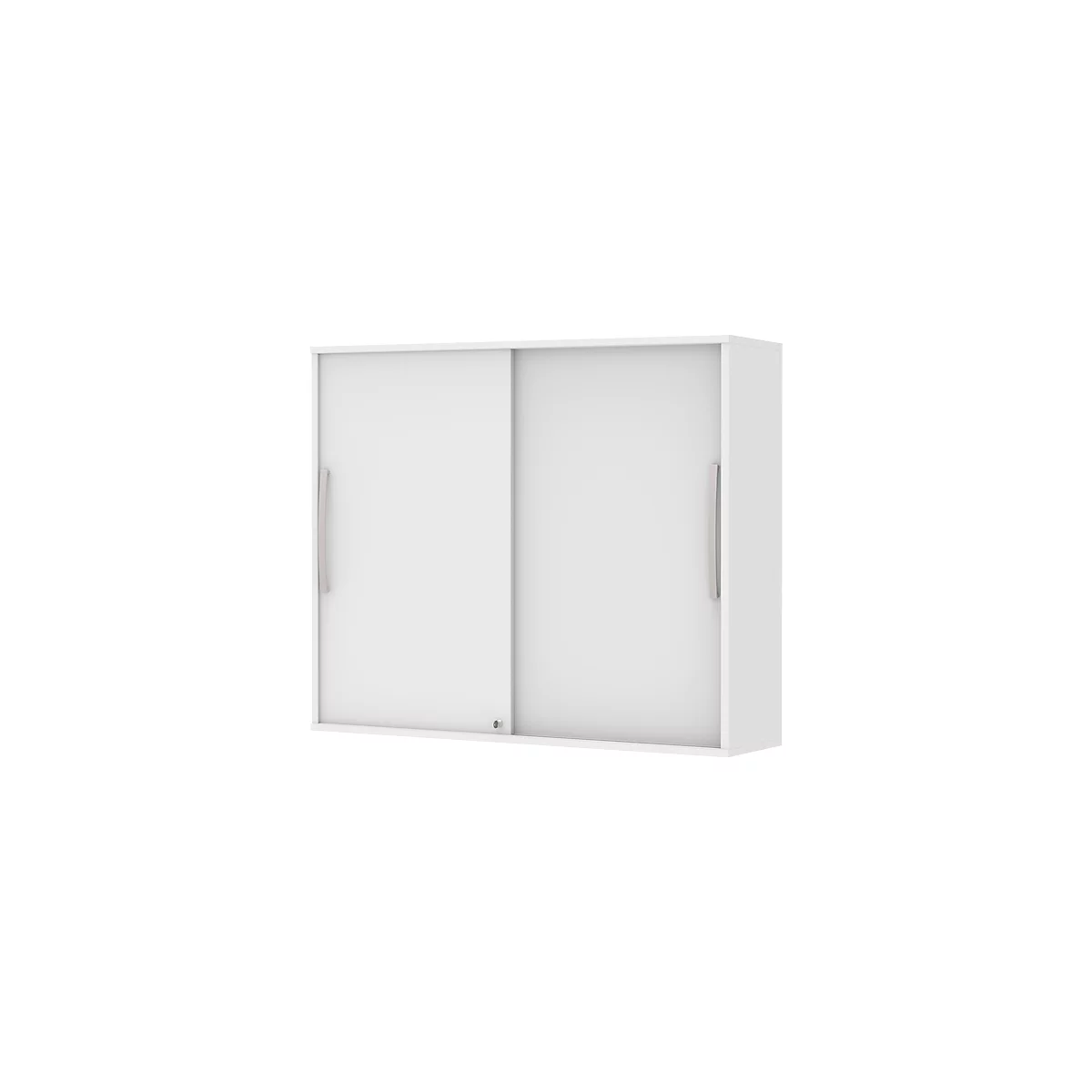 Armoire à monter à porte coulissante BARI, 4 tablettes, serrure, avec cloison médiane, l. 1200 x P 430 x H 1057 mm, blanc