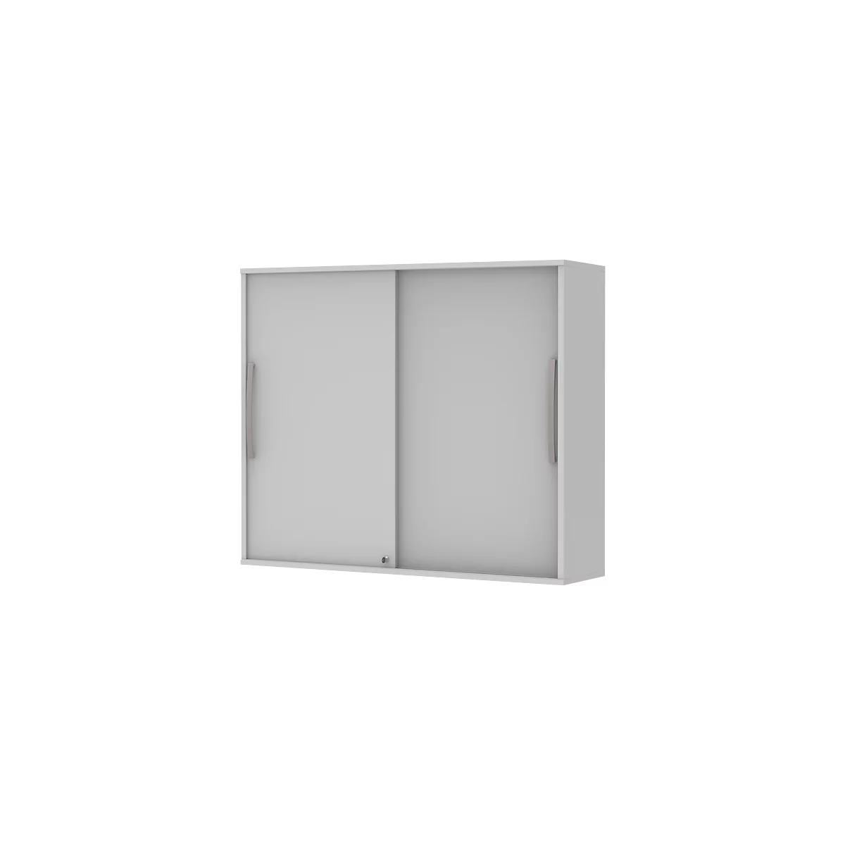 Armoire à monter à porte coulissante BARI, 4 tablettes, serrure, avec cloison médiane, l. 1200 x P 430 x H 1057 mm, gris clair