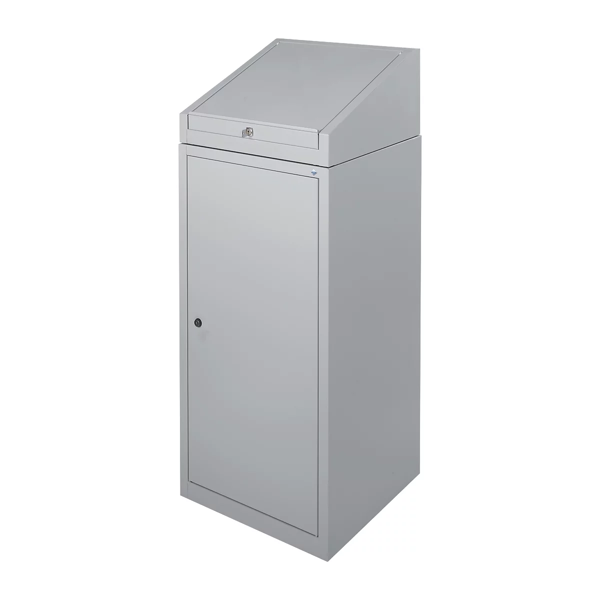 Armoire à outils avec bureau, porte à charnières, 2 étagères, 1 tiroir, L 500 x P 500 x H 1200 mm, verrouillable, aluminium blanc 