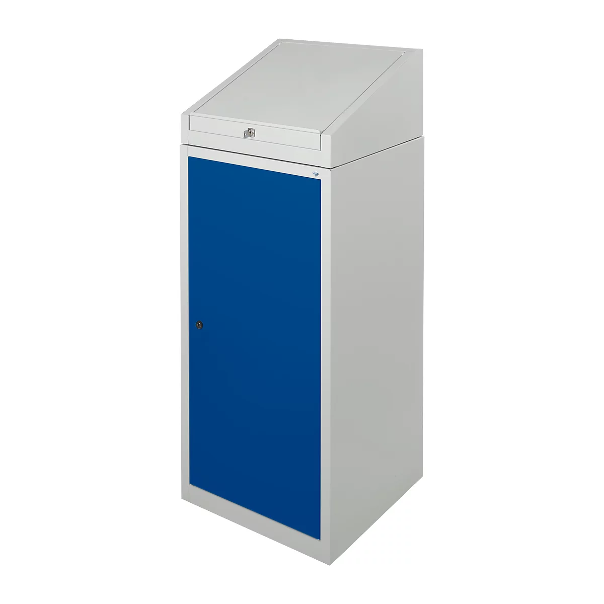 Armoire à outils avec bureau, porte à charnières, 2 étagères, 1 tiroir, L 500 x P 500 x H 1200 mm, verrouillable, gris/bleu clair 