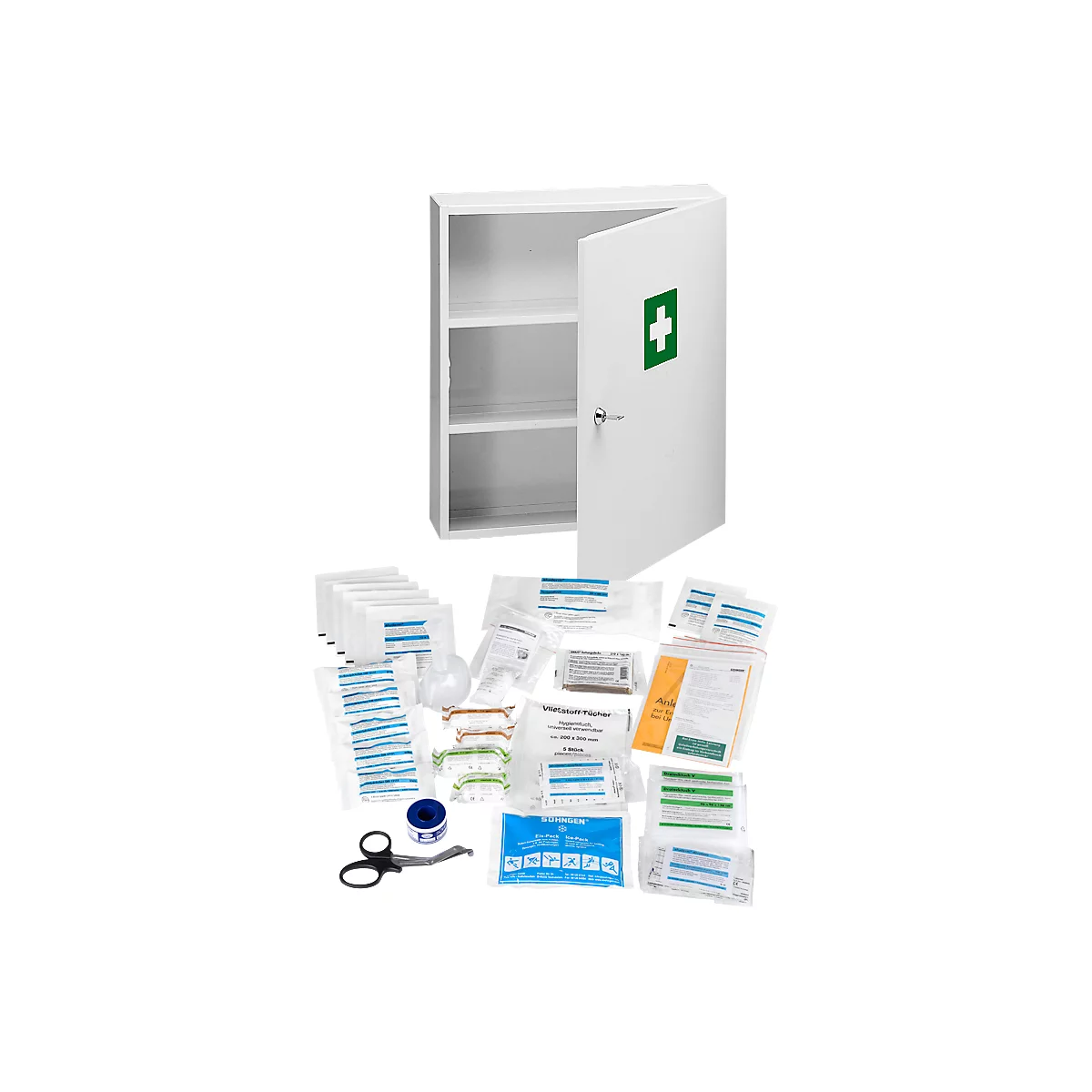 Armoire à pharmacie polyvalente, avec contenu conforme à la norme 13157