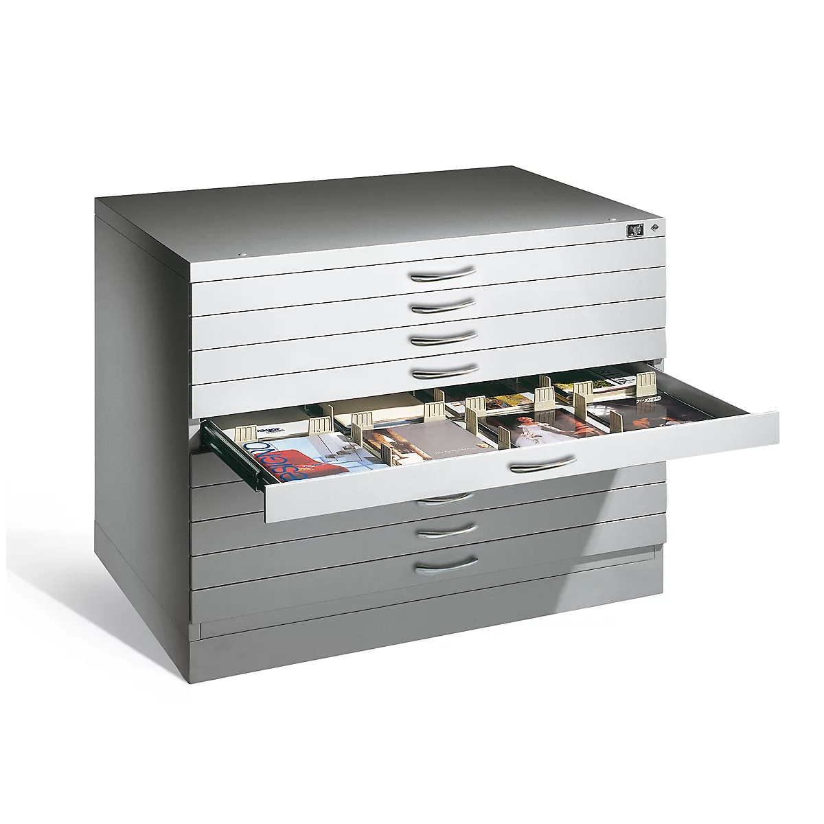 Armoire à plans en acier, pour formats jusqu'à DIN A0, 8 tiroirs