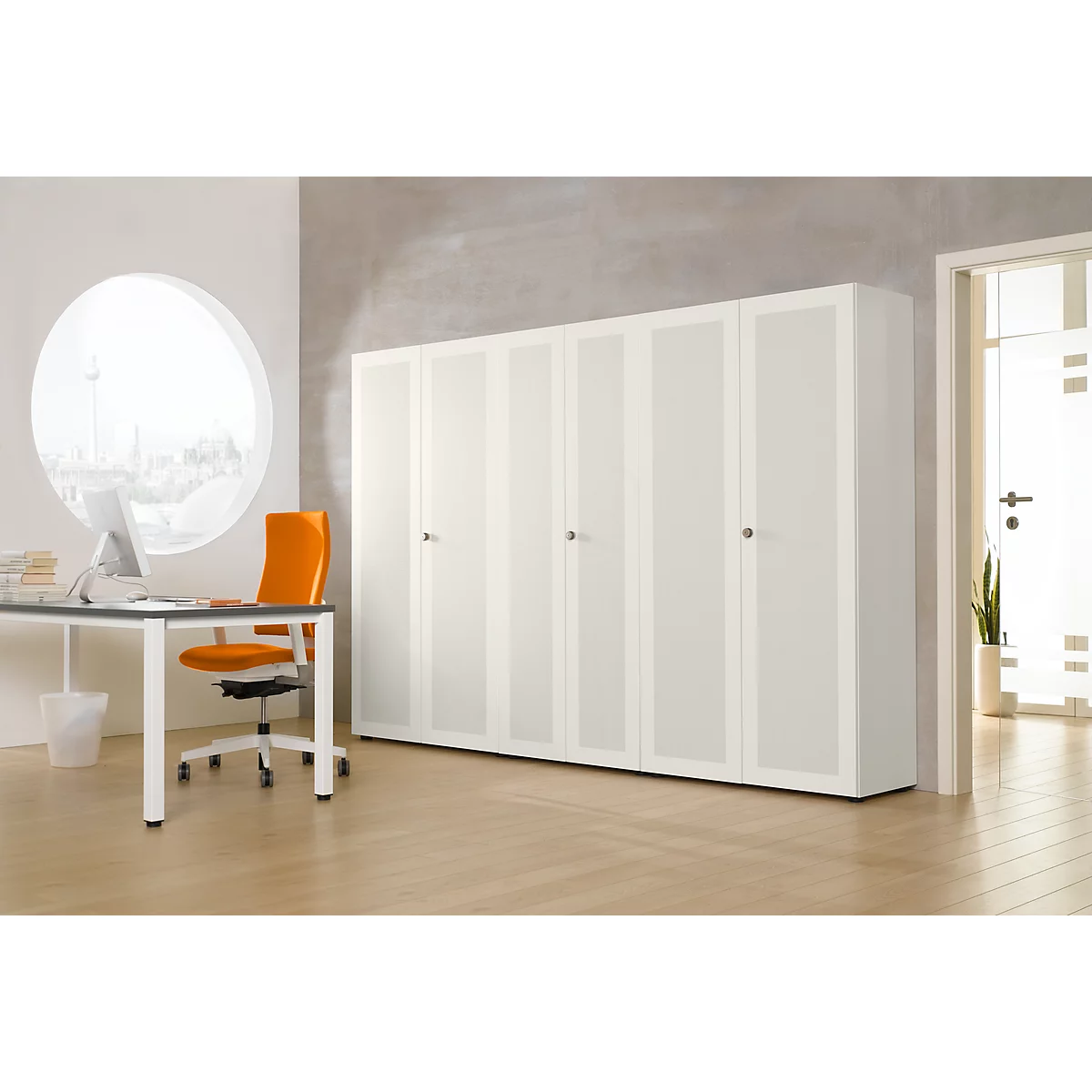 Armoire à porte battante avec 1 porte, alu blanc