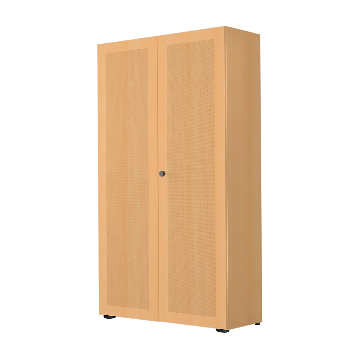 Armoire à portes battantes, 2 portes, surface acoustique, 800 x 2300 mm, 6 HC, coloris hêtre