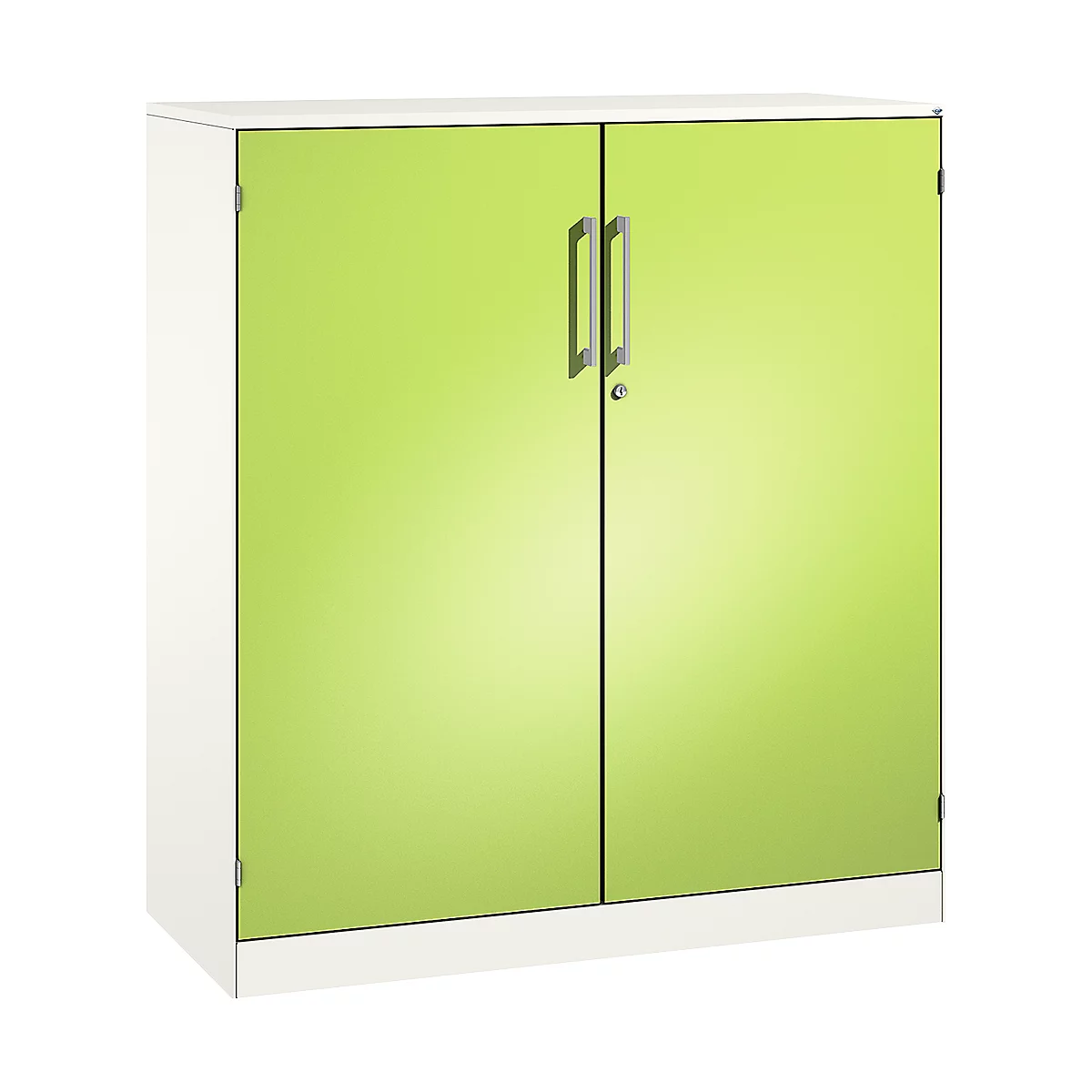 Armoire à portes battantes ASISTO C 3000, 3 hauteurs de classeurs, l. 1000 mm, blanc/jaune-vert