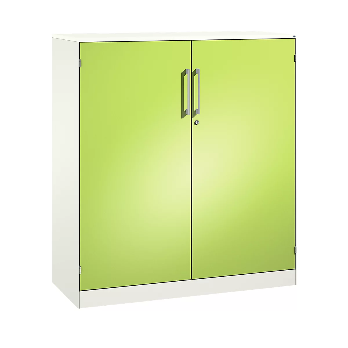 Armoire à portes battantes ASISTO C 3000, 3 hauteurs de classeurs, l. 1200 mm, blanc/jaune-vert
