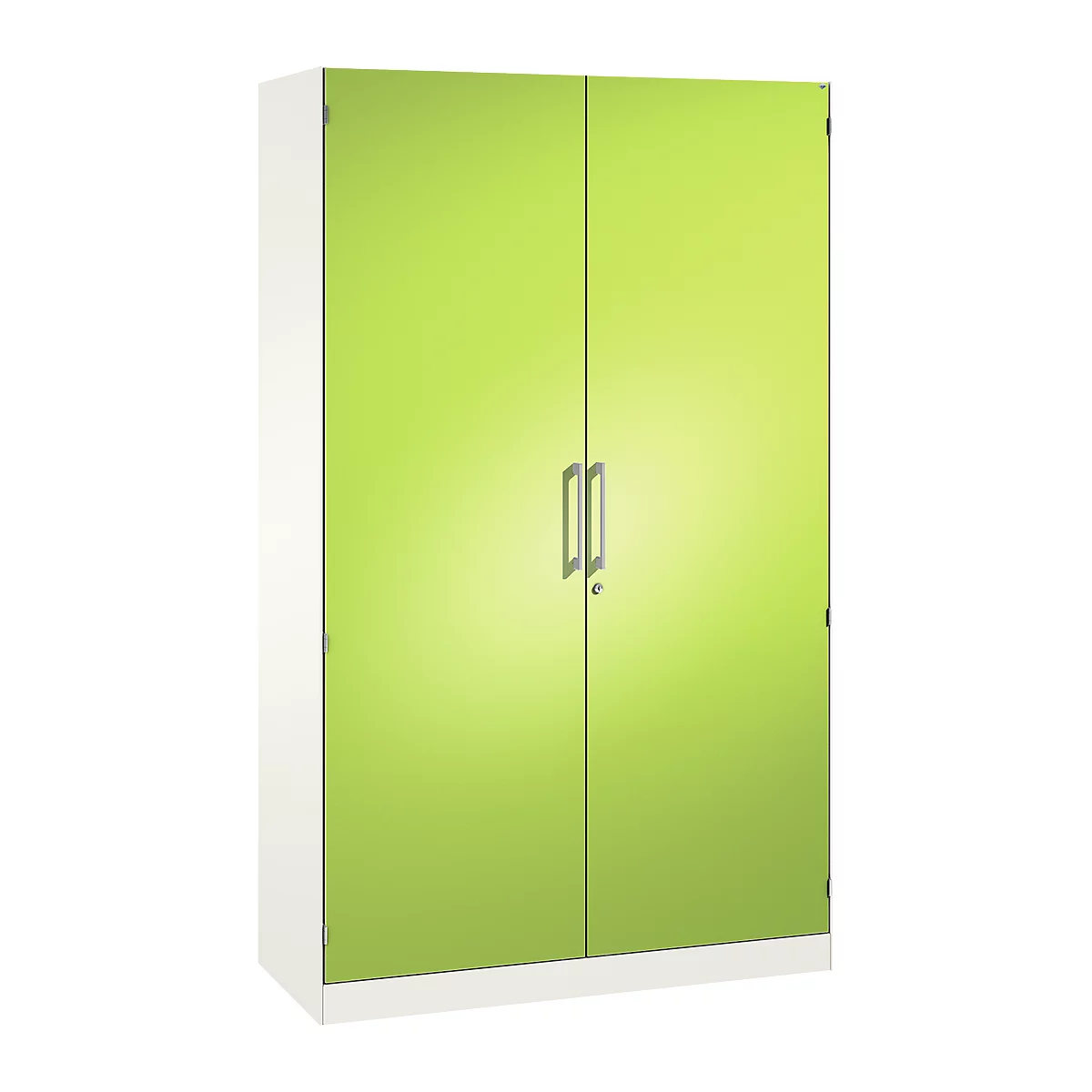 Armoire à portes battantes ASISTO C 3000, 5 hauteurs de classeur, l. 1200 mm, blanc/jaune-vert