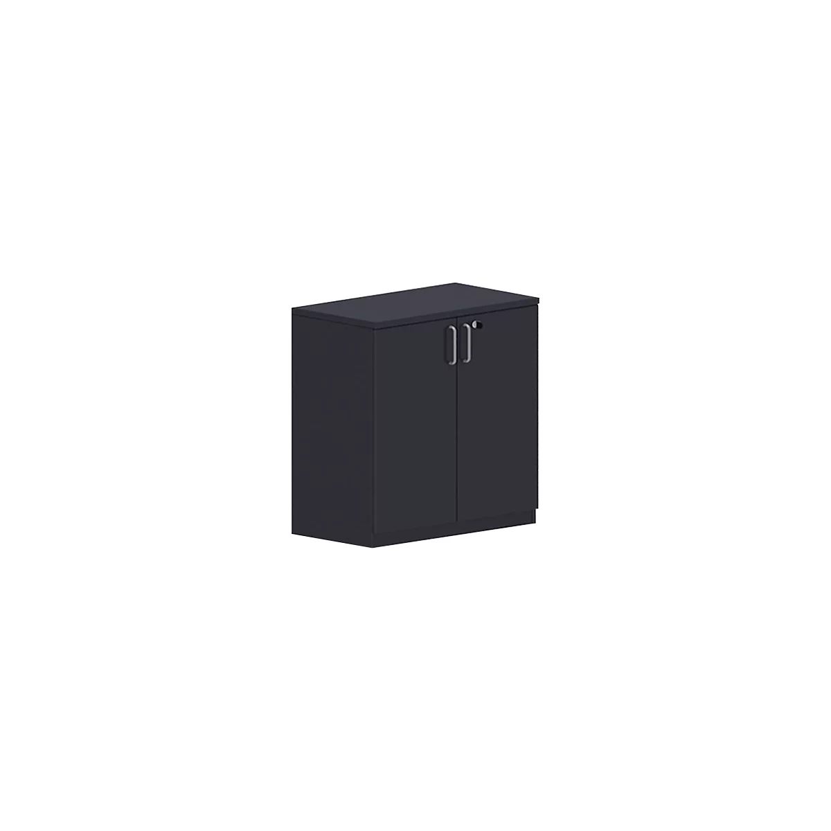 Armoire à portes battantes BEXXSTAR, en bois, 2 hauteurs de classeur, l. 800 x P 445 x H 825 mm, noir