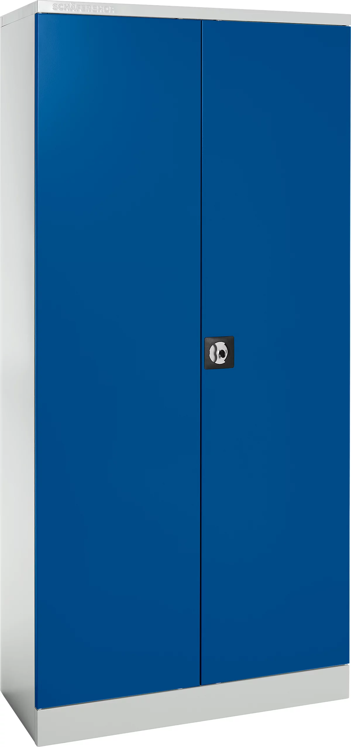 Armoire à portes battantes en acier, L 920 x P 420 x H 1950 mm, gris clair RAL 7035/bleu de gentiane RAL 5010 