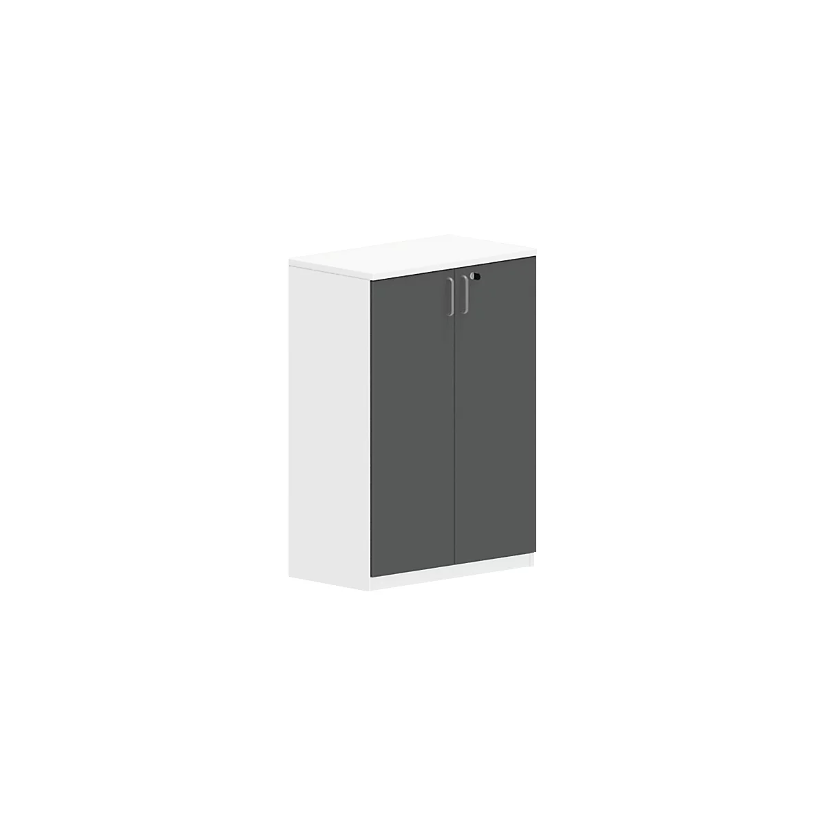 Armoire à portes battantes NEVADA - en bois - l. 800 x P 445 x H 1155 mm - 3 HC - blanc et gris foncé