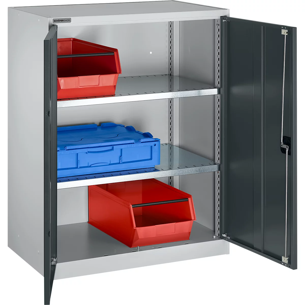 Armoire à portes battantes Schäfer Shop Select MS-i 12408, tôle d'acier, L 800 x P 400 x H 1215 mm, 3 HC, aluminium blanc/gris anthracite, jusqu'à 150 kg 