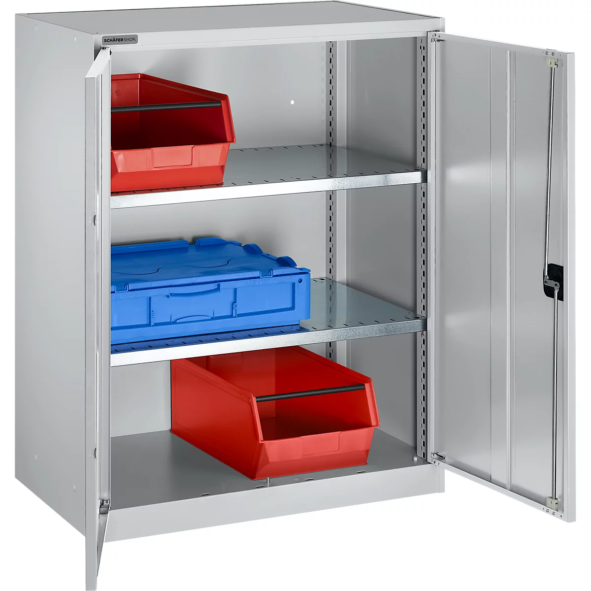Armoire à portes battantes Schäfer Shop Select MS-i 12408, tôle d'acier, L 800 x P 400 x H 1215 mm, 3 HC, aluminium blanc, jusqu'à 150 kg 