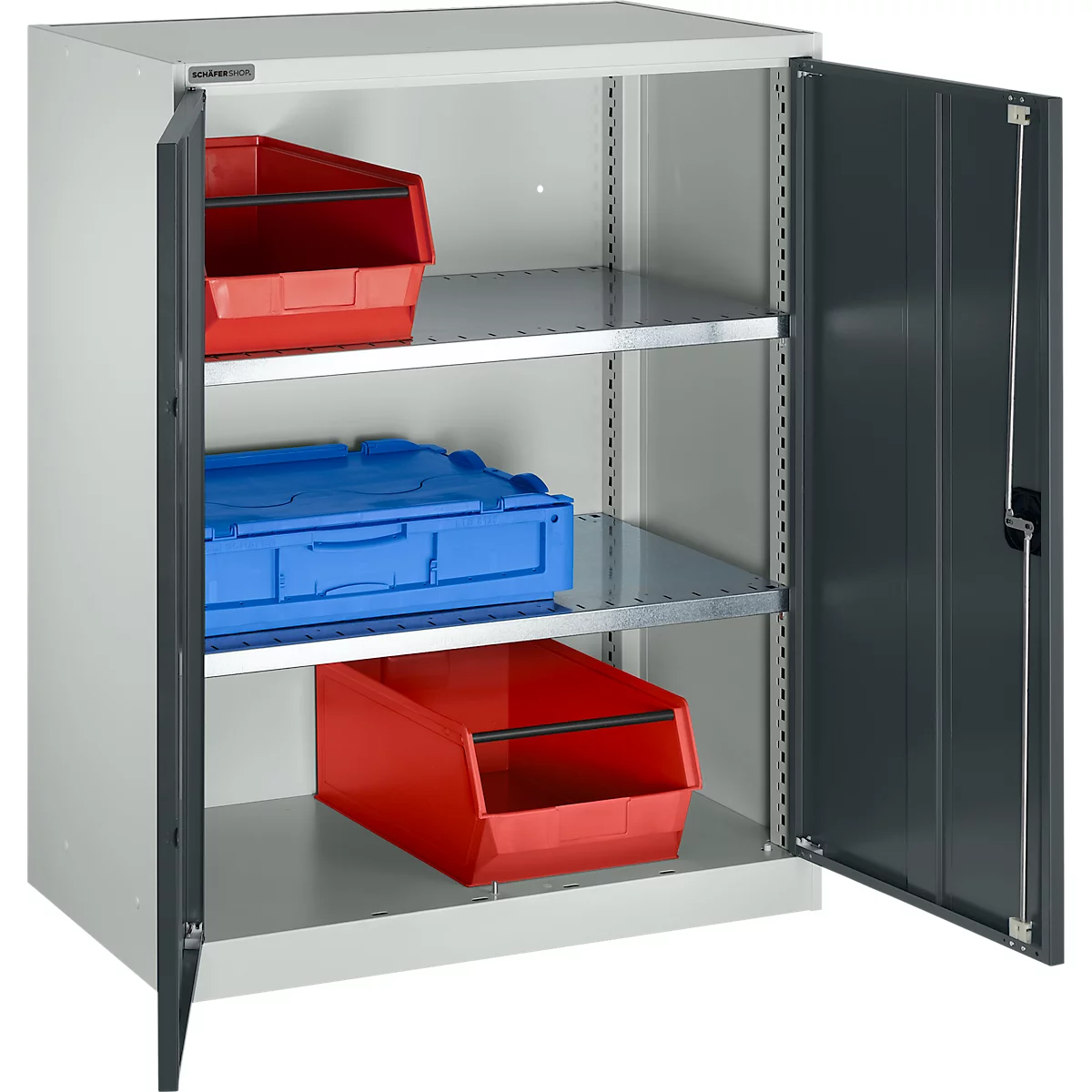 Armoire à portes battantes Schäfer Shop Select MS-i 12408, tôle d'acier, L 800 x P 400 x H 1215 mm, 3 HC, gris clair/gris anthracite, jusqu'à 150 kg 