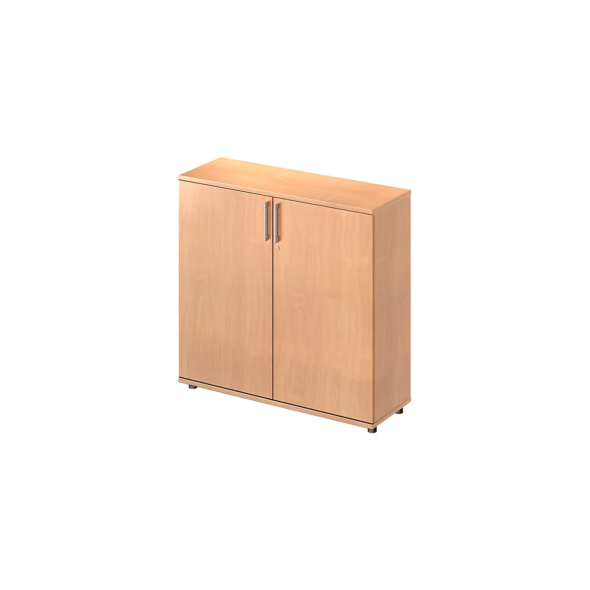 Armoire à portes battantes TETRIS WOOD – l. 1200 x P 421 x H 1160 mm (hauteur patins inclus) - 3 HC - décor hêtre - notre marque Schäfer Shop Genius