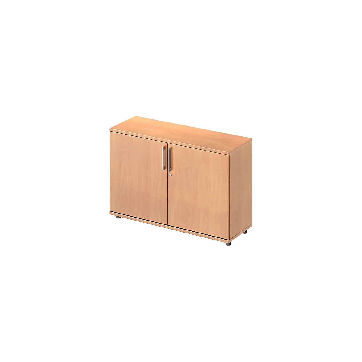 Armoire à portes battantes TETRIS WOOD - l. 1200 x P 421 x H 800 mm (hauteur patins inclus) - 2 HC - décor hêtre - notre marque Schäfer Shop Genius