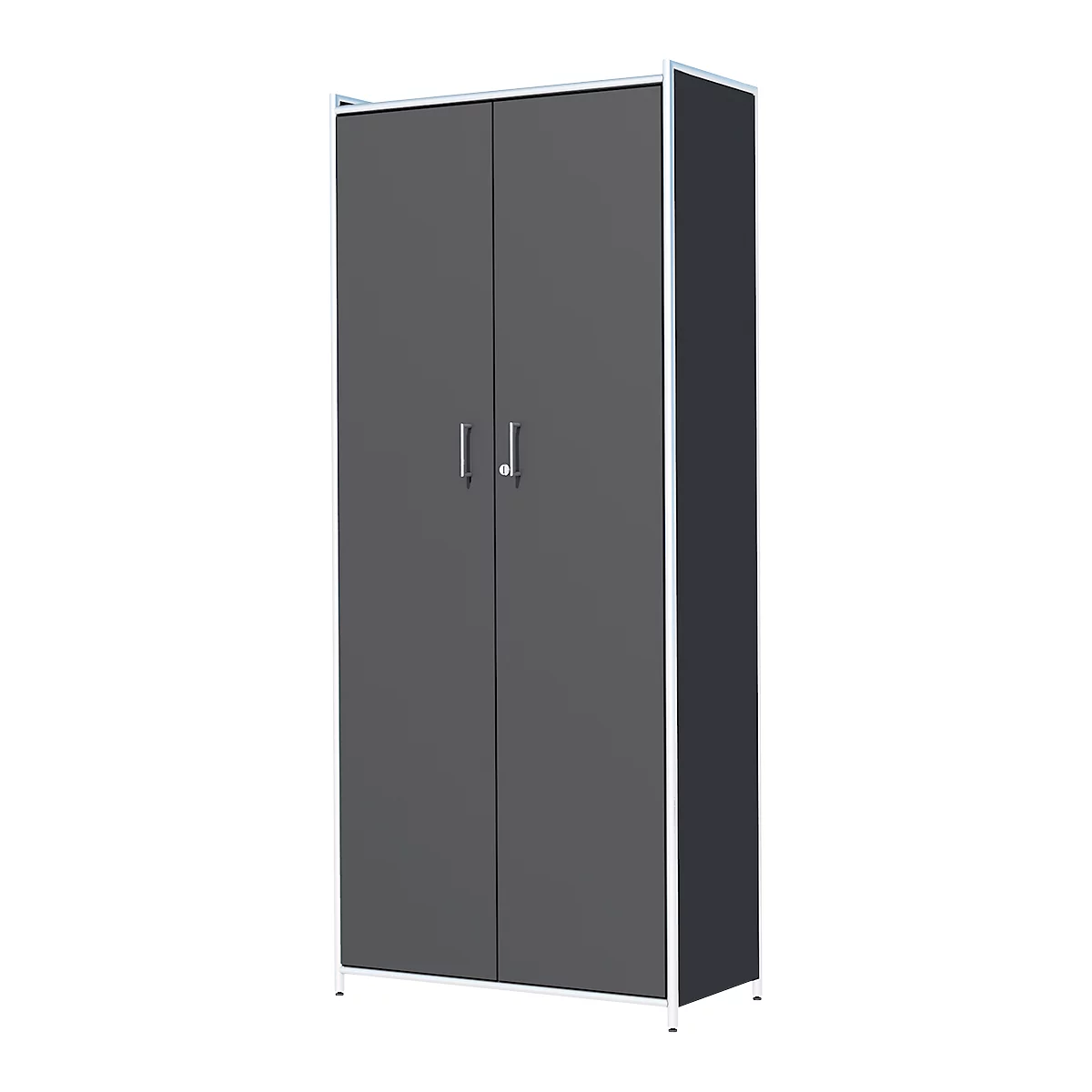 Armoire à portes battantes Toledo, avec panneau de finition arrière, verrouillable, 5 HC, l. 800 x P 380 x H 1850 mm, anthracite