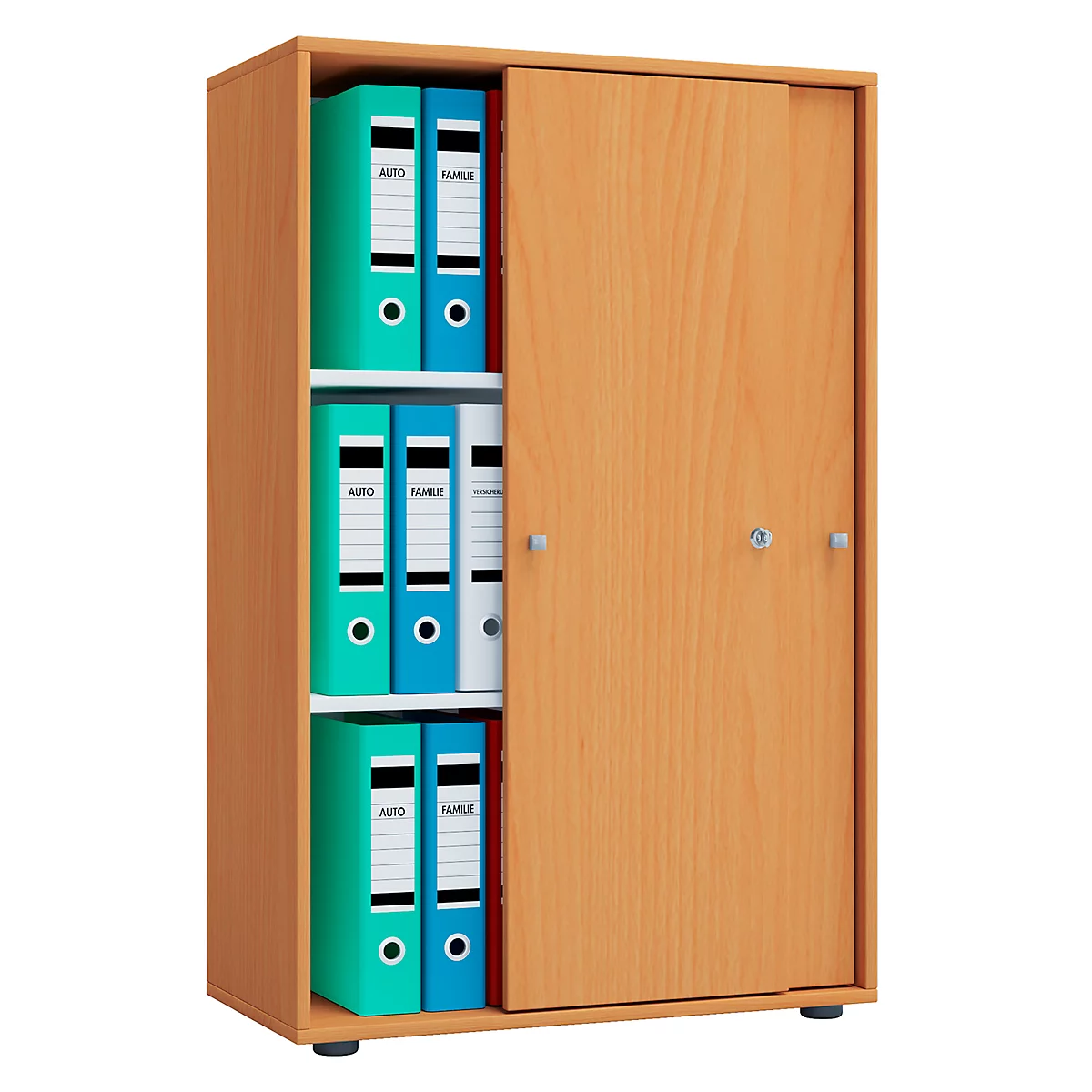 Armoire à portes coulissantes 3 HC, L 700 x P 400 x H 1050 mm, hêtre