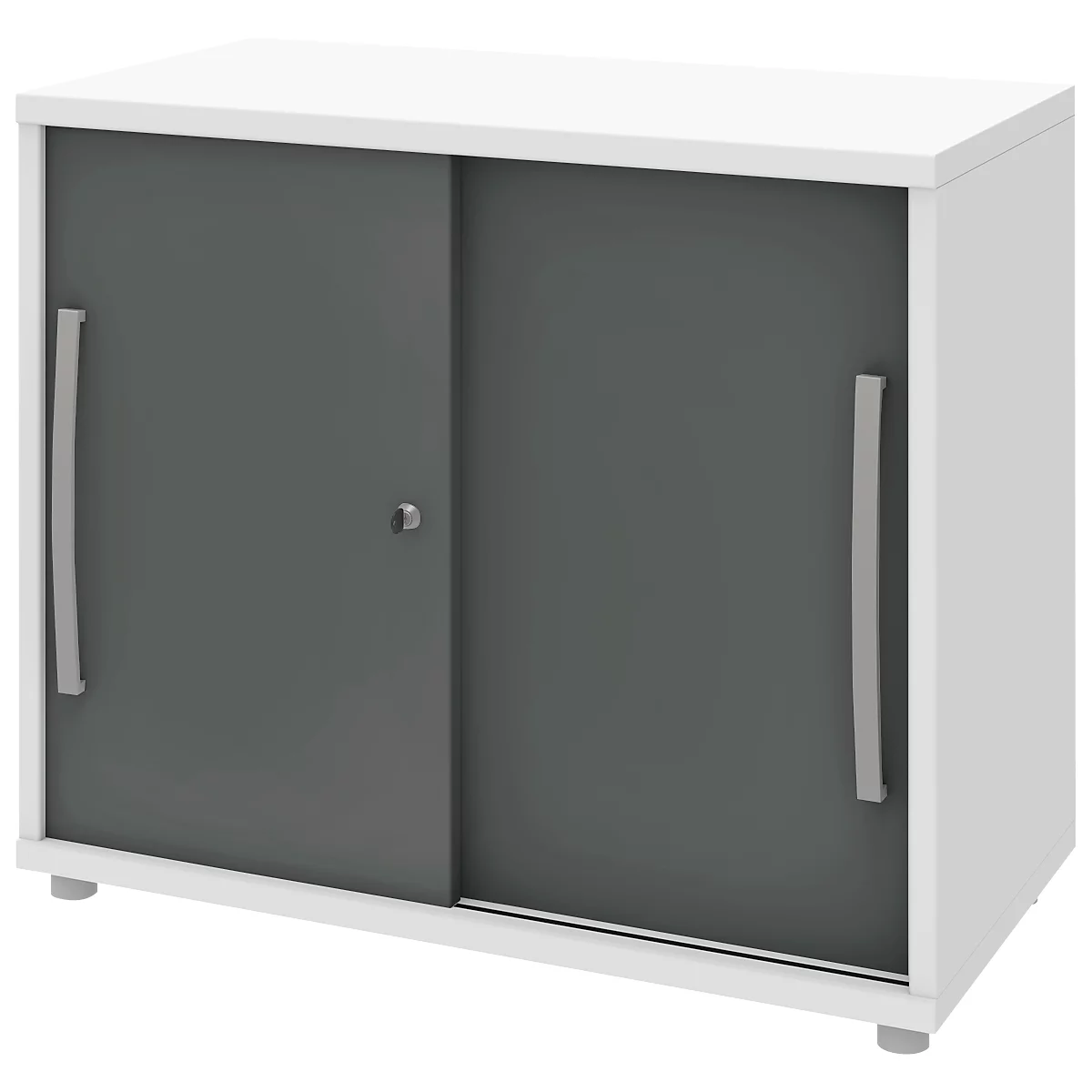 Armoire à portes coulissantes BARI, 1 étagère, serrure, l. 800 x P 430 x H 720 mm, blanc/anthracite