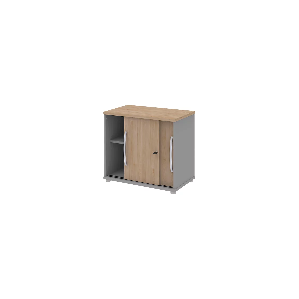 Armoire à portes coulissantes BARI, 1 étagère, serrure, l. 800 x P 430 x H 720 mm, coloris chêne/gris moyen
