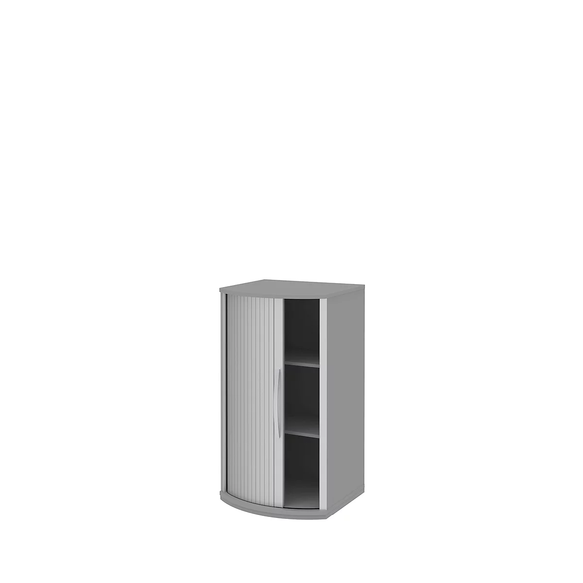 Armoire à portes coulissantes BARI, 3 HC, 2 étagères, poignée à droite, l. 600 x P 530/430 x H 1117 mm, gris moyen