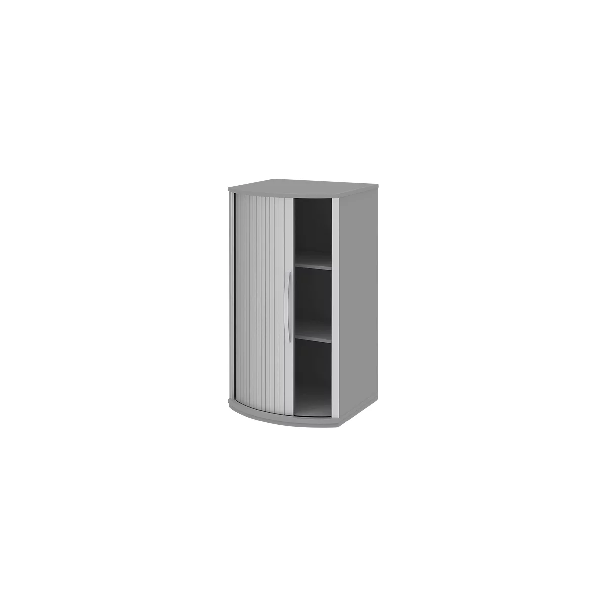 Armoire à portes coulissantes BARI, 3 HC, 2 étagères, poignée à droite, l. 600 x P 530/430 x H 1117 mm, gris moyen