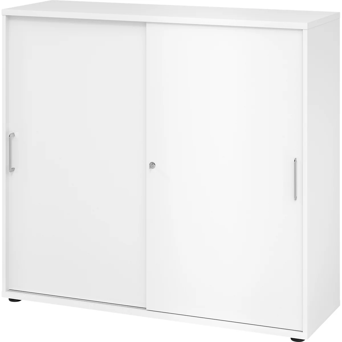 Armoire à portes coulissantes Breno, verrouillable, panneau de particules, revêtement de résine mélamine, L 1200 x P 400 x H 1100 mm, 3 hauteurs de classeurs, blanc/blanc