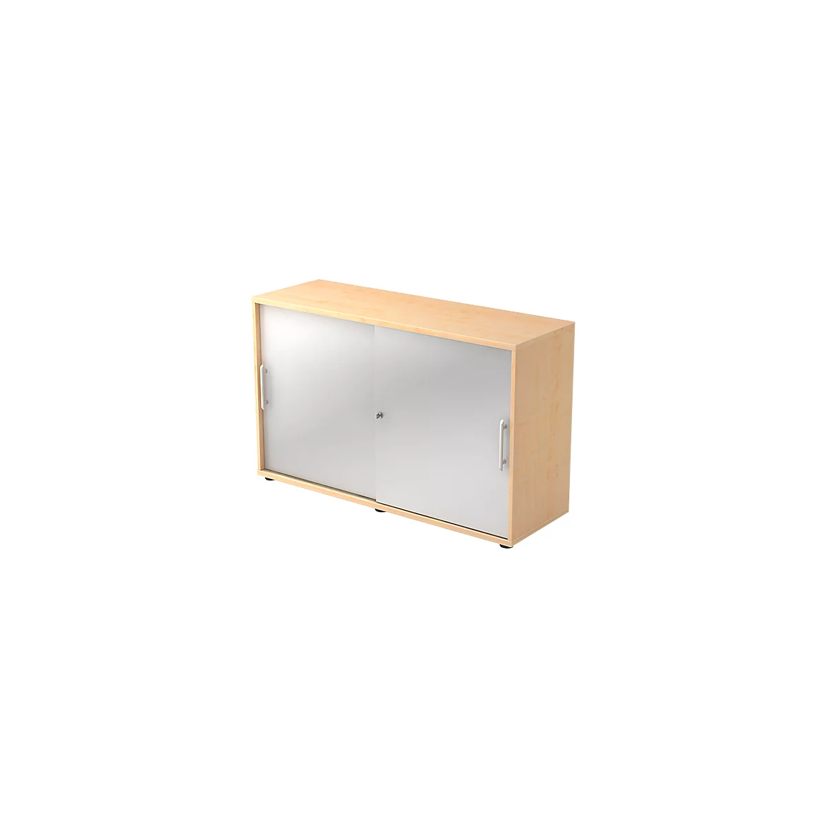 Armoire à portes coulissantes JENA, 2 HC, face argent, l. 1200 x P 400 x H 748 mm, coloris érable