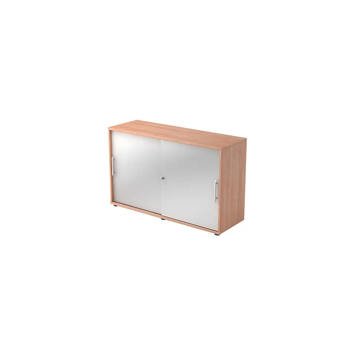 Armoire à portes coulissantes JENA, 2 HC, face argent, l. 1200 x P 400 x H 748 mm, coloris noyer