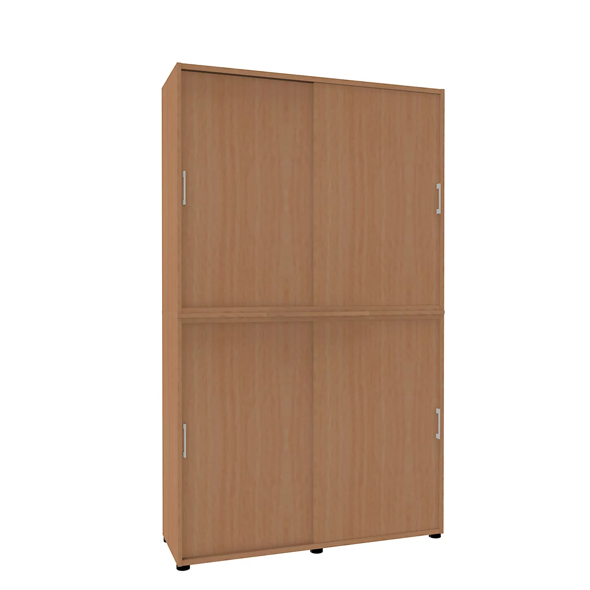 Armoire à portes coulissantes, l. 1350 x P 450 x H 2300 mm, 6 HC, coloris hêtre