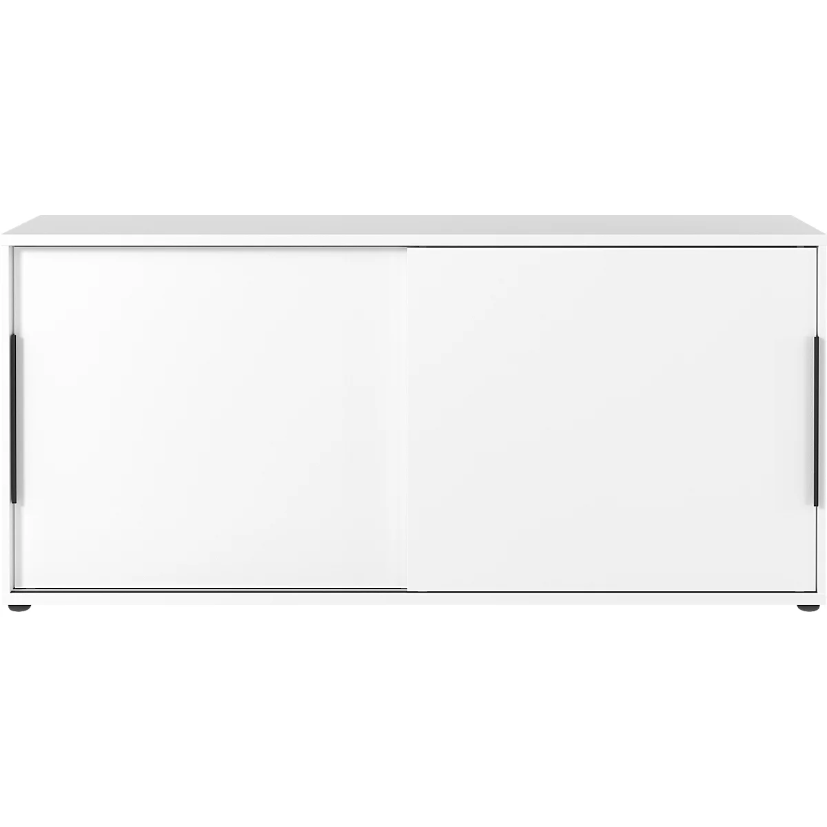 Armoire à portes coulissantes Porto, 2 portes, côté central et 4 étagères, 1 HC, L 1600 x P 400 x H 740 mm, blanc