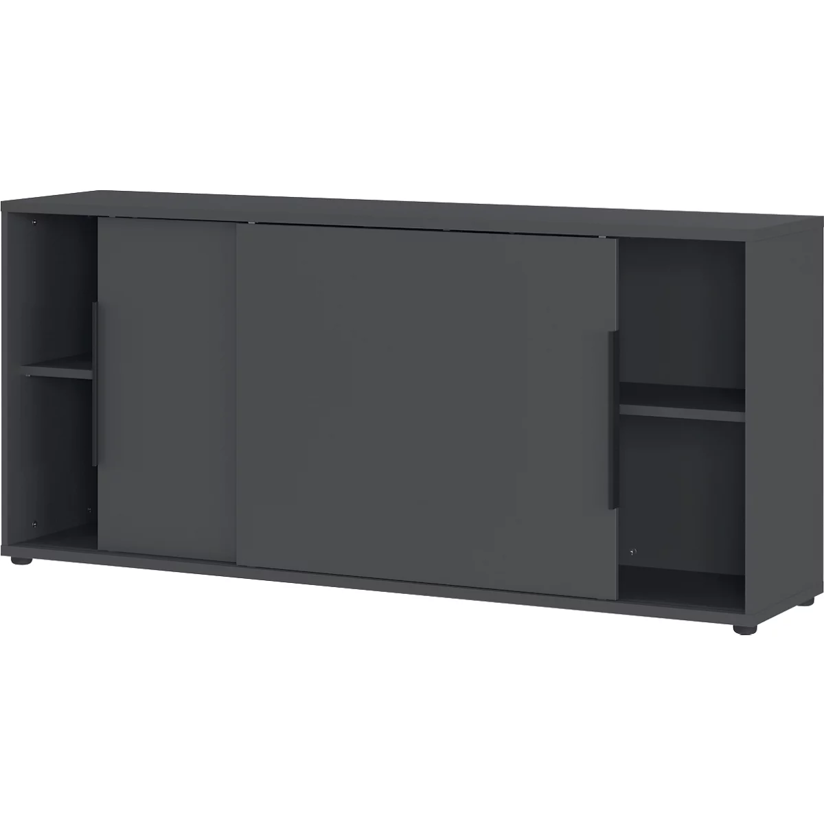 Armoire à portes coulissantes Porto, 2 portes, montant central et 4 tablettes, 1 HC, L 1600 x P 400 x H 740 mm, graphite