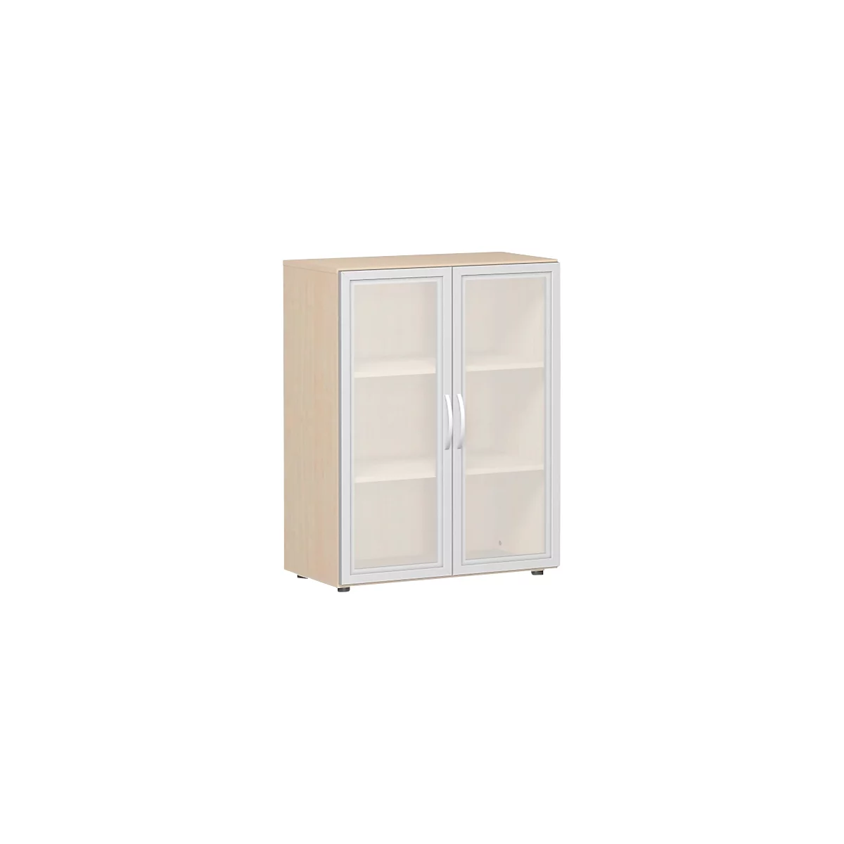 Armoire à portes vitrées ALICANTE, 3 hauteurs de classeurs, l. 800 x P 420 x H 1104 mm, coloris érable