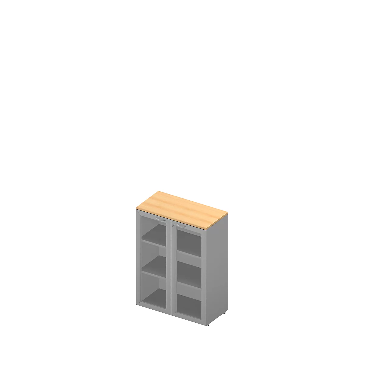 Armoire à portes vitrées ARLON OFFICE, 3 hauteurs de classeurs, portes avec cadre, l. 900 mm, coloris hêtre/alu