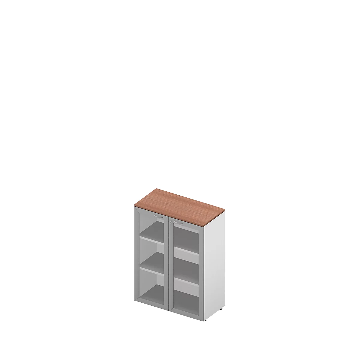 Armoire à portes vitrées ARLON OFFICE, 3 hauteurs de classeurs, portes avec cadre, l. 900 mm, noyer