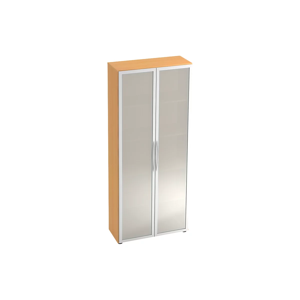 Armoire à portes vitrées TARA, 5 hauteurs de classeur, l. 800 x P 346 x H 1880 mm, coloris hêtre