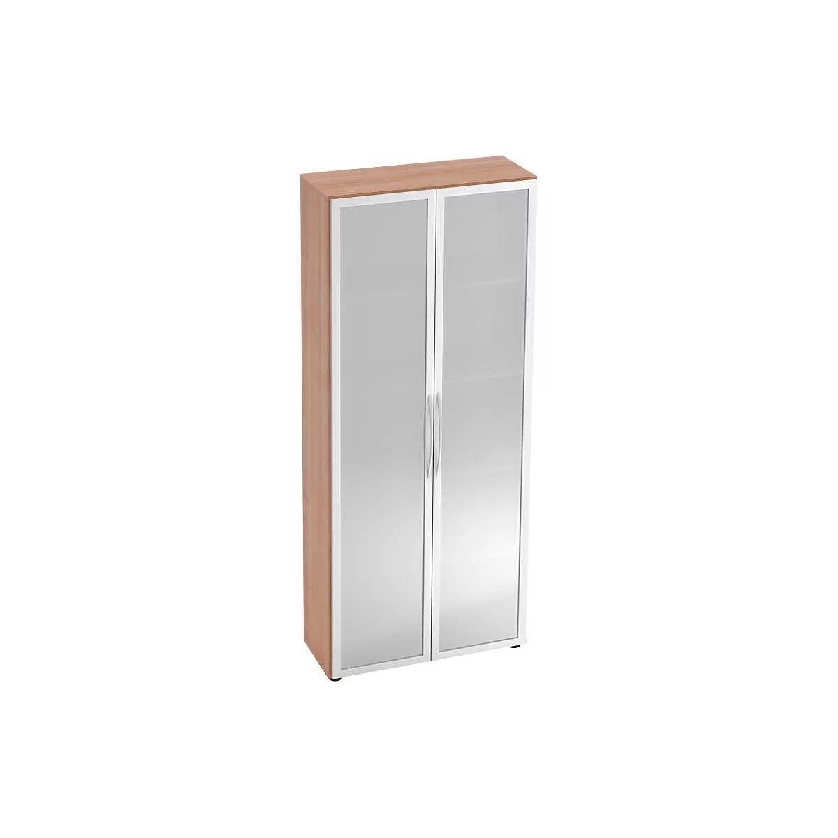 Armoire à portes vitrées TARA, 5 hauteurs de classeur, l. 800 x P 346 x H 1880 mm, coloris noyer