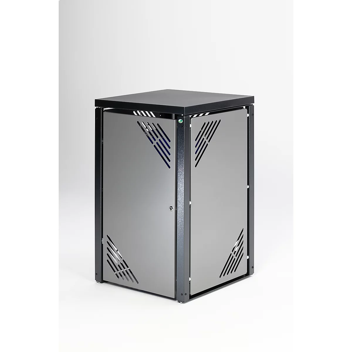 Armoire à poubelles MBS 1, revêtement tôle d'acier, avec couvercle rabattable, pour conteneurs à déchets de 120 L et 240 L, modulable