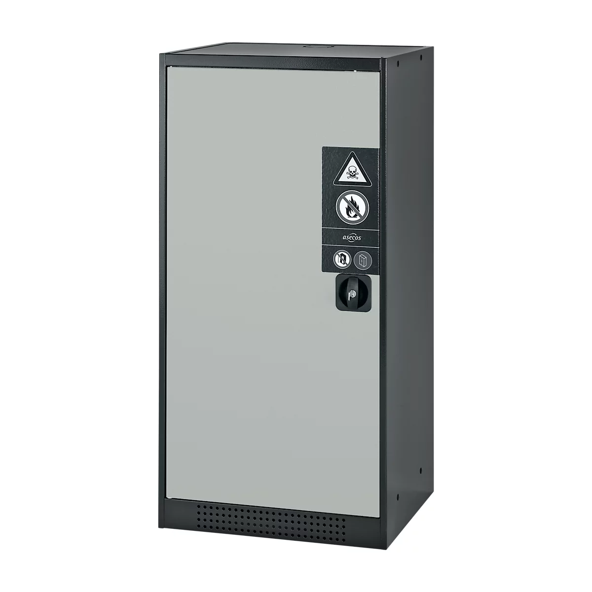 Armoire à produits chimiques, porte battante, 2 bacs extractibles, 545 x 520 x 1105 mm, gris clair