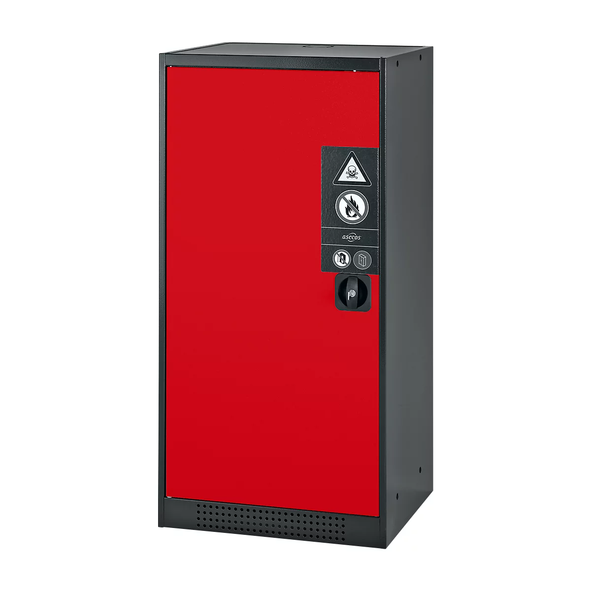 Armoire à produits chimiques, porte battante, 2 tablettes, 545 x 520 x 1105 mm, rouge circulation