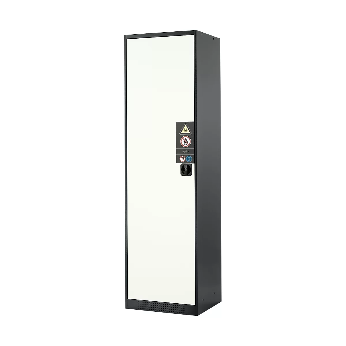 Armoire à produits chimiques, porte battante, 3 étagères, 545 x 520 x 1950 mm, blanc pur